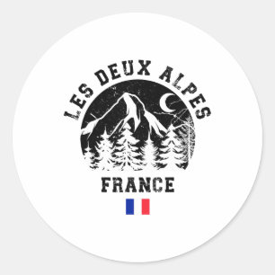 Pegatina Redonda Les Deux Alpes France Estación de esquí alpino
