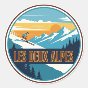 Pegatina Redonda Les Deux Alpes Viajes a Francia