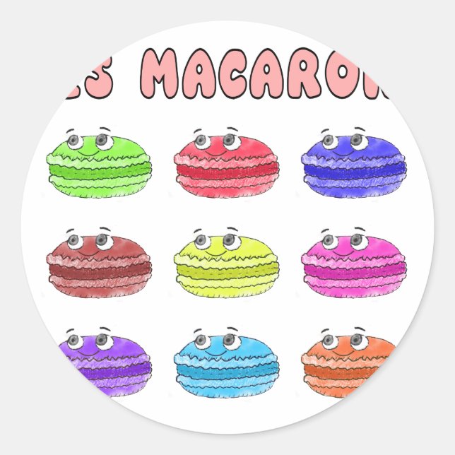 Pegatina Redonda Les Macarons Cute Personalizado (Anverso)