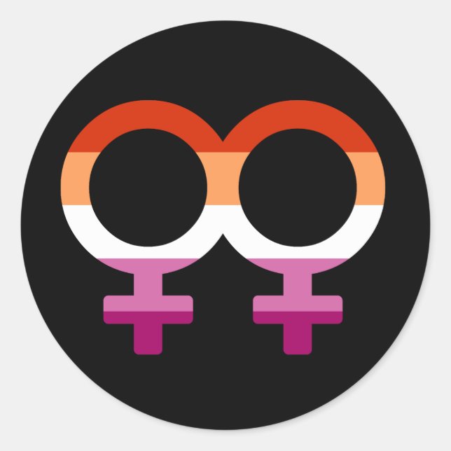 Pegatina Redonda Lesbian Glyphen  | Lesbian Pride  (Anverso)