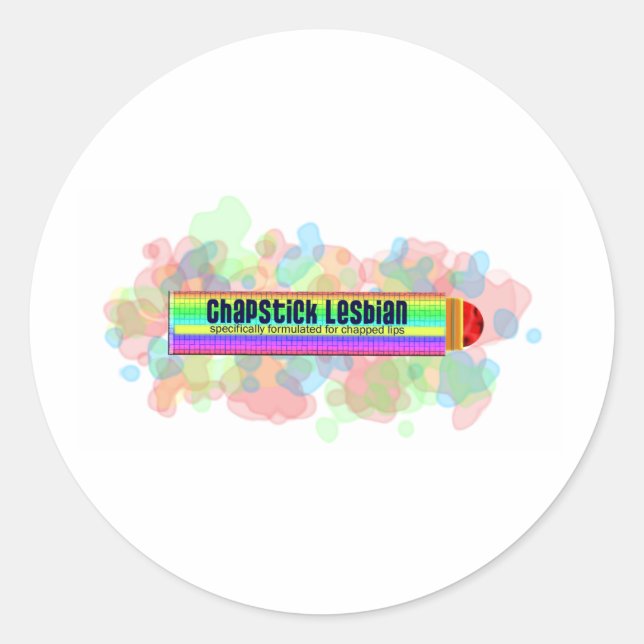 Pegatina Redonda Lesbiana de Chapstick (Anverso)