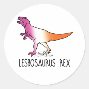 Pegatina Redonda Lesbosaurus Rex