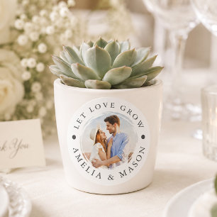 Pegatina Redonda Let Love Grow Boda Foto con Pincelada