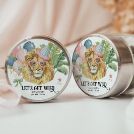 Pegatina Redonda Let’s Get Wild Party Animal Birthday Sticker