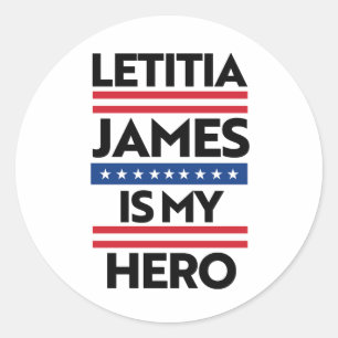 Pegatina Redonda Letitia James es mi Heroína