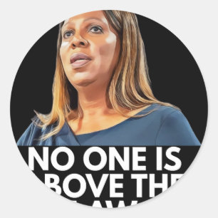 Pegatina Redonda Letitia James. Nadie Está Por Encima De La Ley