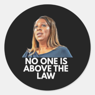 Pegatina Redonda Letitia James. Nadie está por encima de la ley 