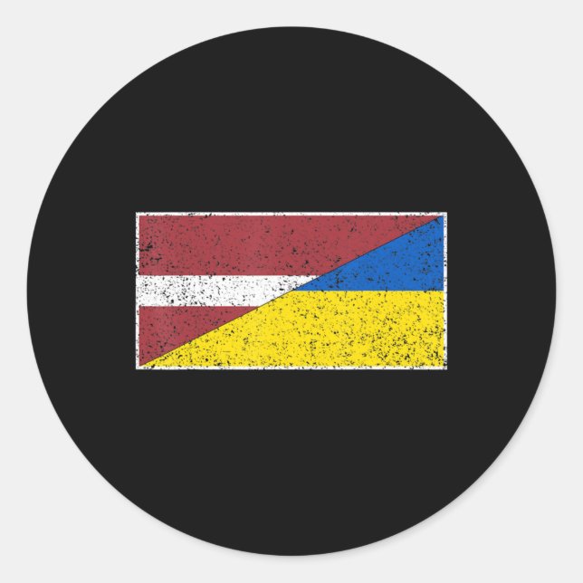 PEGATINA REDONDA LETONIA BANDERA UCRANIANA NACIONALIDAD UCRANIANA L (Anverso)