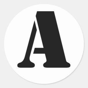 Pegatina Redonda Letra a alfabeto esténcil de Janz White