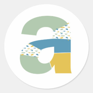 Pegatina Redonda Letra A de Monograma Abstracto Moderno Personaliza