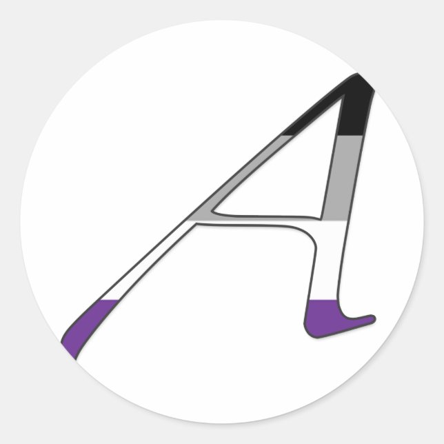 Pegatina Redonda Letra A del "escarlata" del orgullo asexual (Anverso)