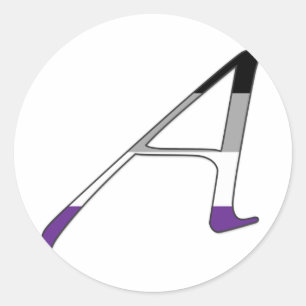 Pegatina Redonda Letra A del "escarlata" del orgullo asexual