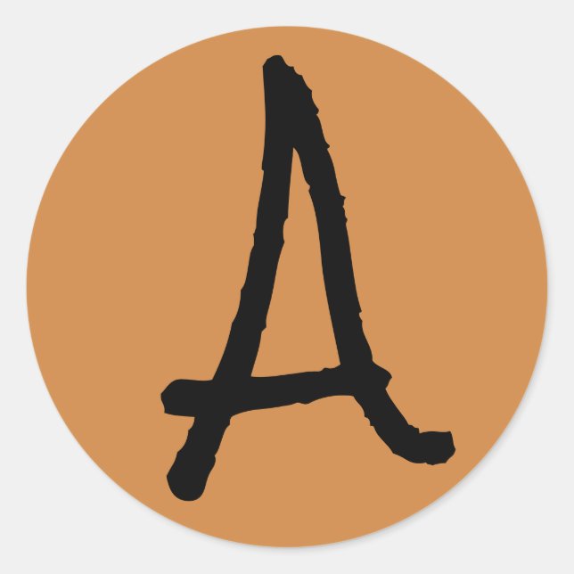 Pegatina Redonda Letra A Rock Salt Alphabet de Janz Peru Gold (Anverso)