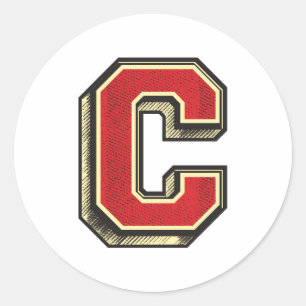 Pegatina Redonda Letra alfabeta ✪ C ✪ estilo vintage