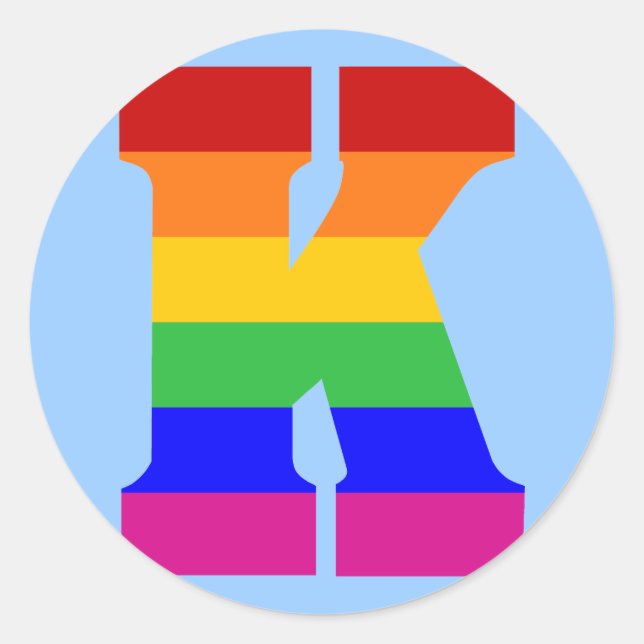 Pegatina Redonda Letra arco iris k (Anverso)