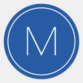 Pegatina Redonda Letra azul Minimalista moderna monograma letra sim