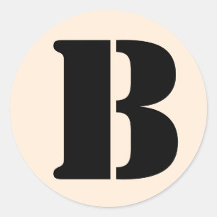 Pegatina Redonda Letra B del alfabeto estenoide por Janz Antique Wh