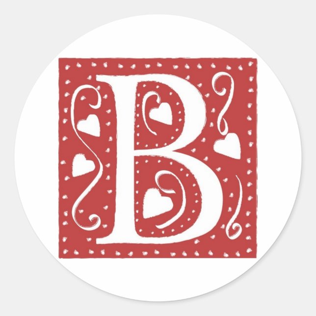 Pegatina Redonda Letra boda cardiaca B (Anverso)