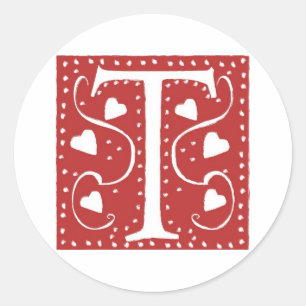 Pegatina Redonda Letra boda corazón T