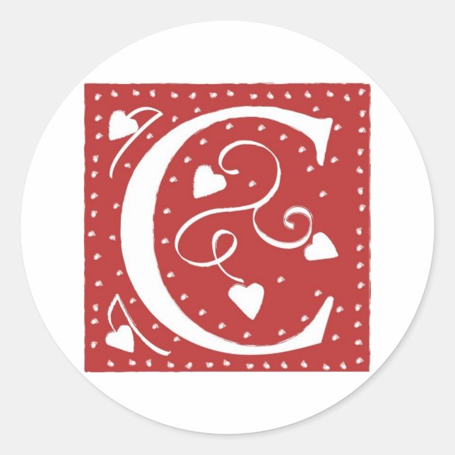 Pegatina Redonda Letra boda Hearts (Anverso)