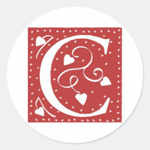 Pegatina Redonda Letra boda Hearts