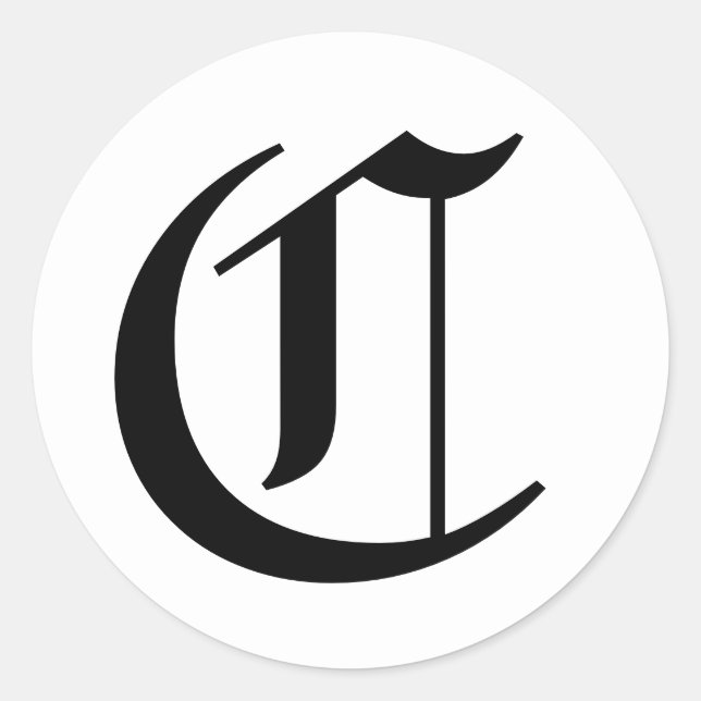 Pegatina Redonda Letra C Alfabeto Boda de Janz White (Anverso)