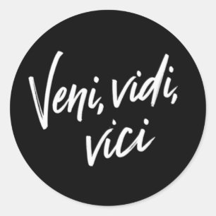 Pegatina Redonda Letra Caligráfica Veni Vidi Vici
