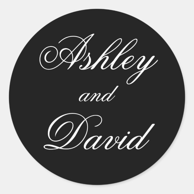 Pegatina Redonda Letra cursiva elegante (Anverso)