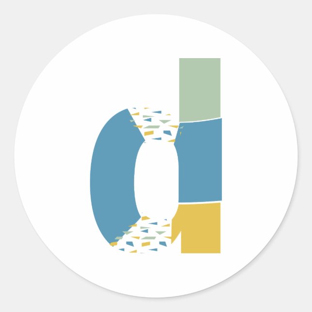 Pegatina Redonda Letra D de monograma abstracto moderno personaliza (Anverso)