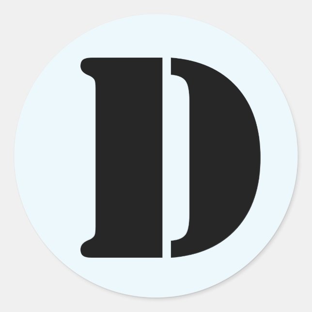 Pegatina Redonda Letra D Stencil Alphabet de Janz Alice Blue (Anverso)