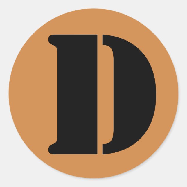 Pegatina Redonda Letra D Stencil Alphabet de Janz Peru Gold (Anverso)
