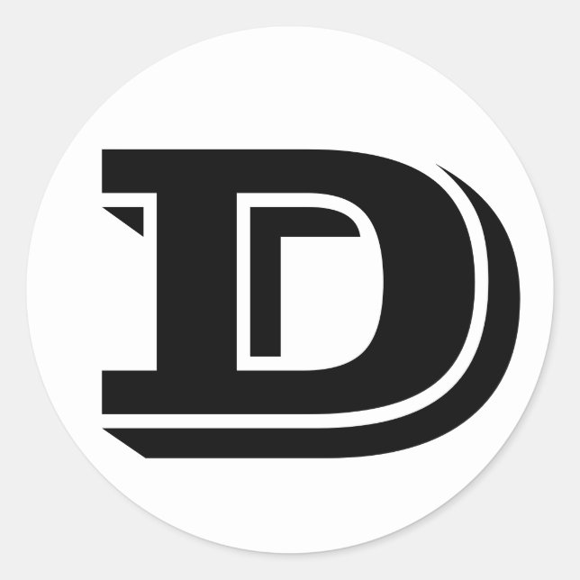Pegatina Redonda Letra D Vineta Alphabet por Janz White (Anverso)