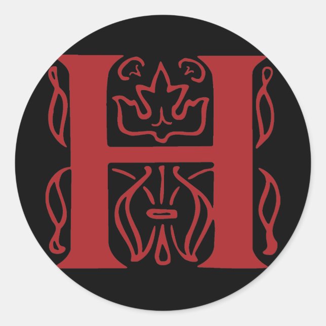 Pegatina Redonda Letra de fantasía H (Anverso)