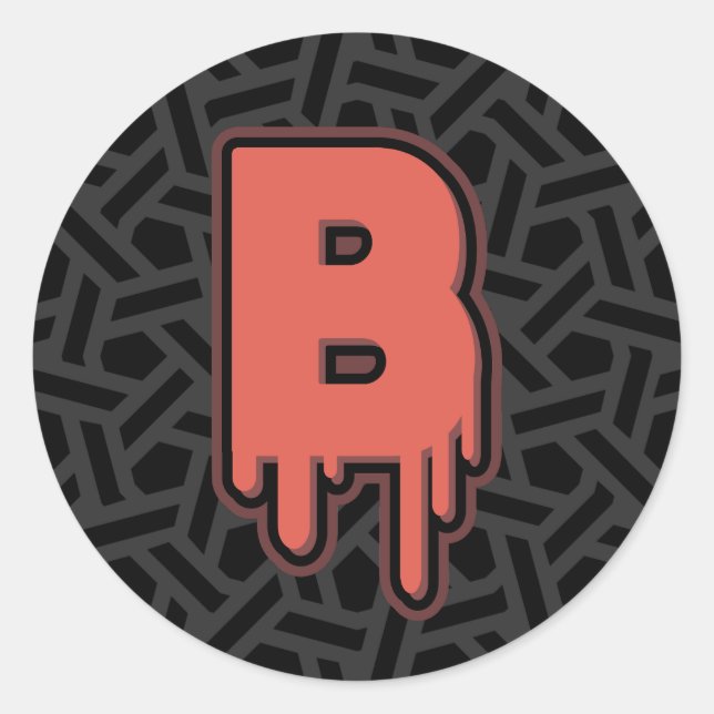 Pegatina Redonda Letra de fusión B - regalo de cumpleaños de nombre (Anverso)