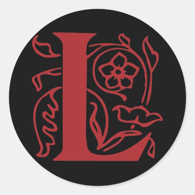 Pegatina Redonda Letra de grifo L (Anverso)