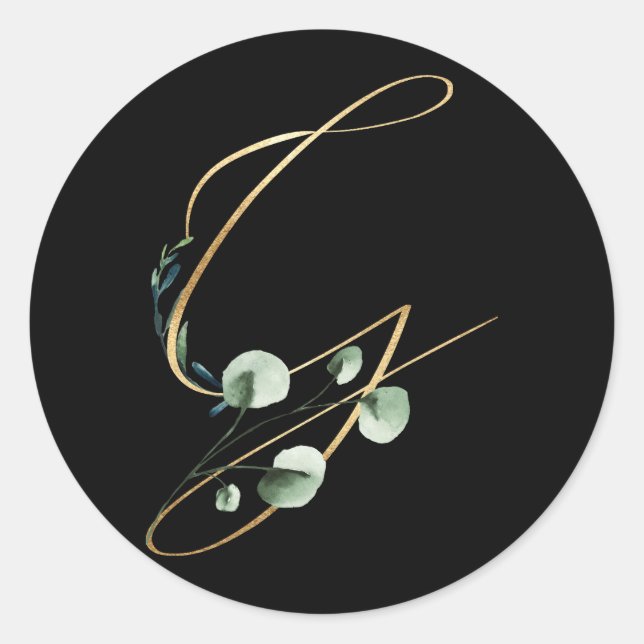 Pegatina Redonda letra de monograma de invierno xmas (Anverso)