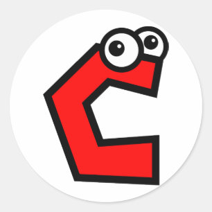 Pegatina Redonda Letra divertida monograma C