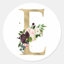 Letra dorada MONOGRAMM boho burgundy Flores Cl