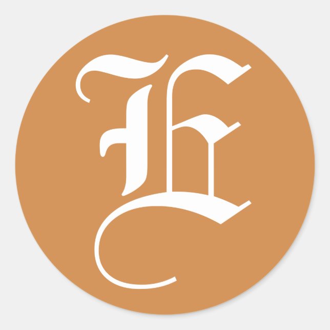 Pegatina Redonda Letra e alfabeta Boda de Janz White Peru Gold (Anverso)