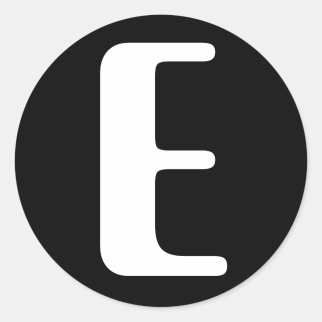 Pegatina Redonda Letra E Amelia Alphabet por Janz Black (Anverso)