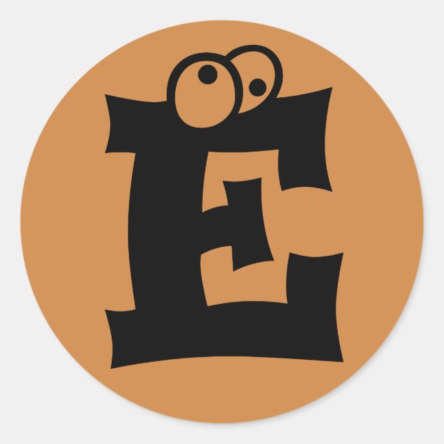 Pegatina Redonda Letra E Eyeballs Alphabet de Janz Peru Gold (Anverso)