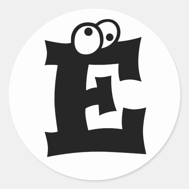 Pegatina Redonda Letra E Eyeballs Alphabet de Janz White (Anverso)
