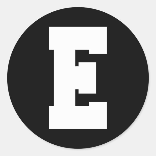 Pegatina Redonda Letra E mayúscula Alphabet (Anverso)