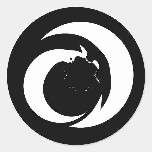 Pegatina Redonda Letra estilizada "A" Monograma Art (Anverso)