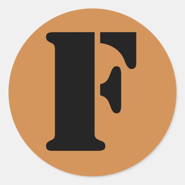 Pegatina Redonda Letra F alfabeto esténcil de Janz Peru Gold (Anverso)