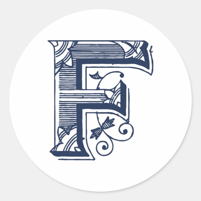 Pegatina Redonda Letra "F" elegante bordada (Anverso)