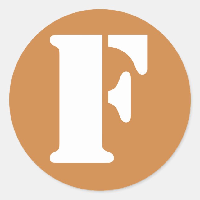 Pegatina Redonda Letra F Peru Gold Stencil Alphabet de Janz (Anverso)