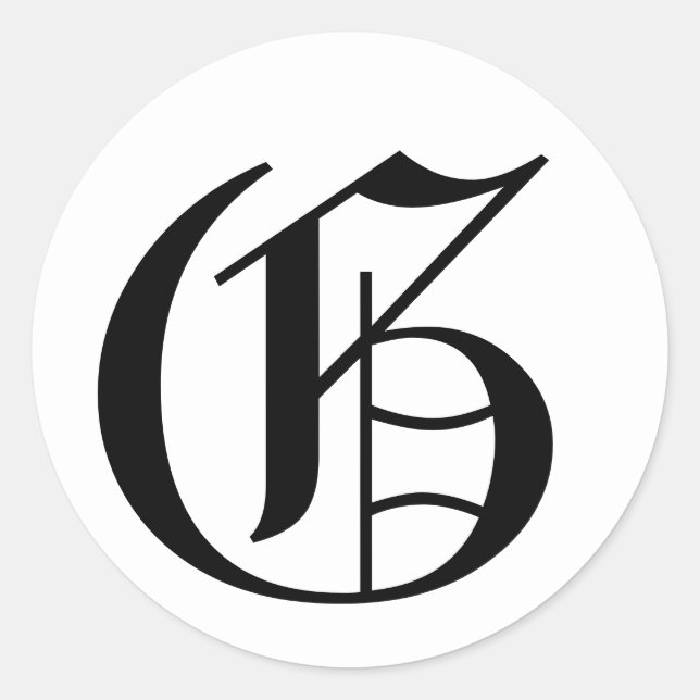 Pegatina Redonda Letra G alfabeto Boda blanco por Janz (Anverso)