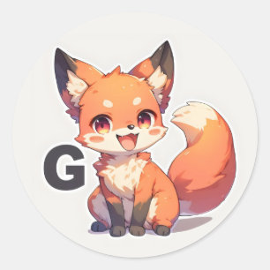 Pegatina Redonda Letra G Anime Fox