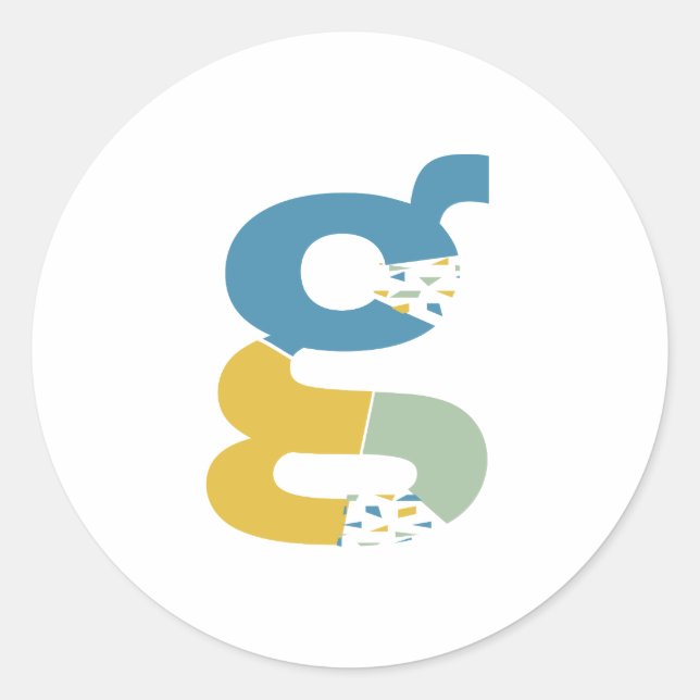 Pegatina Redonda Letra G Monograma Abstracto Moderno Personalizado (Anverso)